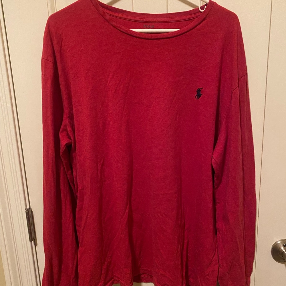 Polo by Ralph Lauren Long Sleeve Tee - Red-Size XL